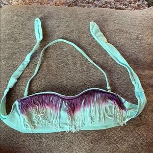 Blue fringe bikini top